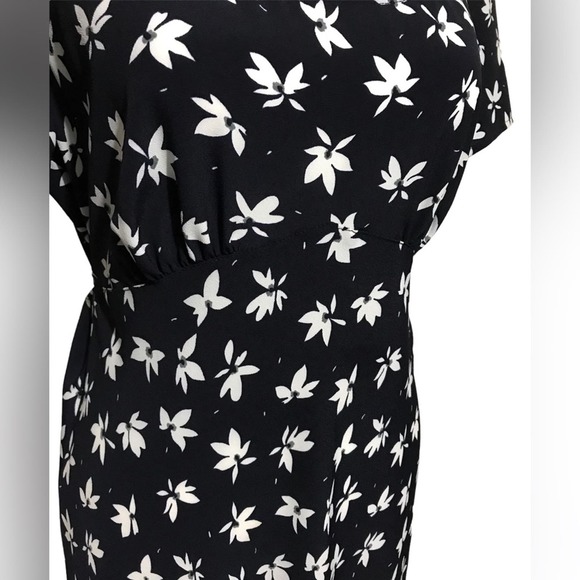 Vintage 90s Navy Blue Floral Empire Waist Regency Jane Austen Maxi Dress Medium - Picture 3 of 6